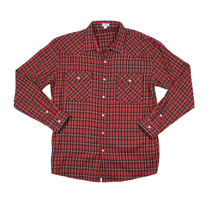 Blue Quail Men's Holiday Plaid Pearl Snap Long Sleeve Flannel Shirt