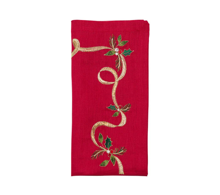 Kim Seybert Dinner Napkin Christmas Ribbon