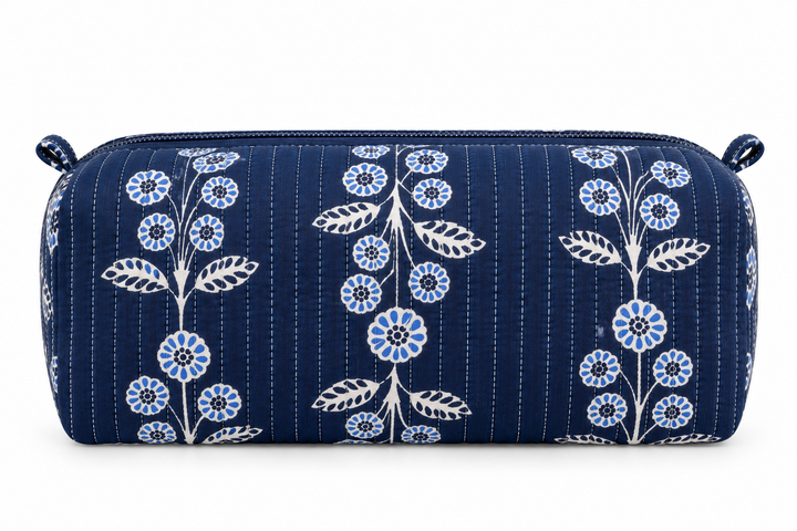 Navy Quilted Cosmetic Bag