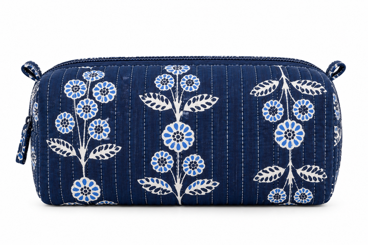 Navy Quilted Cosmetic Bag