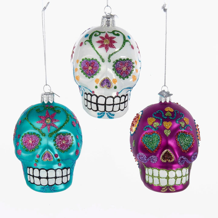 Kurt Adler Noble Gems™ Sugar Skull Glass Ornament