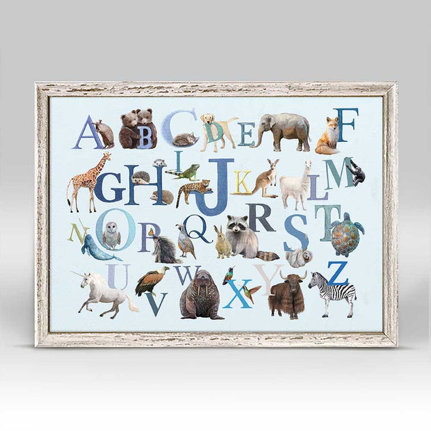 Our Animal Alphabet Horizontal - Blue Mini Framed Canvas