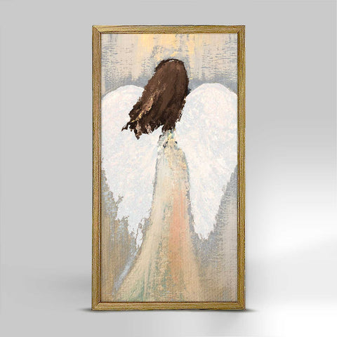 Brunette Angel Embellished Mini Framed Canvas