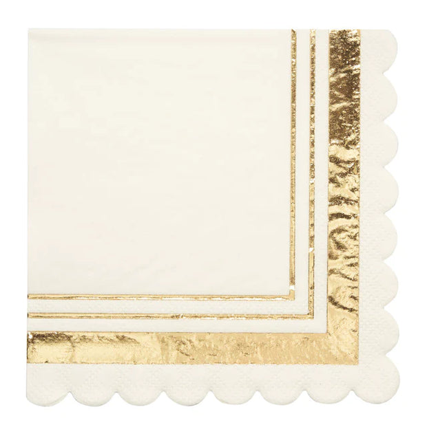 Gold and White Cocktail Napkin