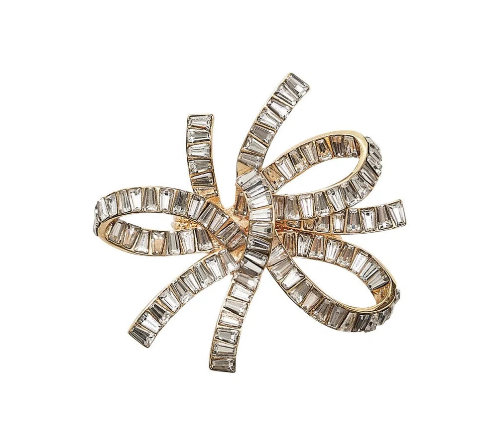 Kim Seybert Jeweled Bow Napkin Ring in Gold & Crystal