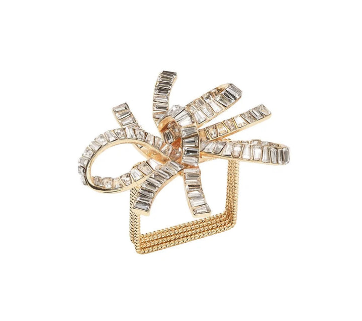 Kim Seybert Jeweled Bow Napkin Ring in Gold & Crystal
