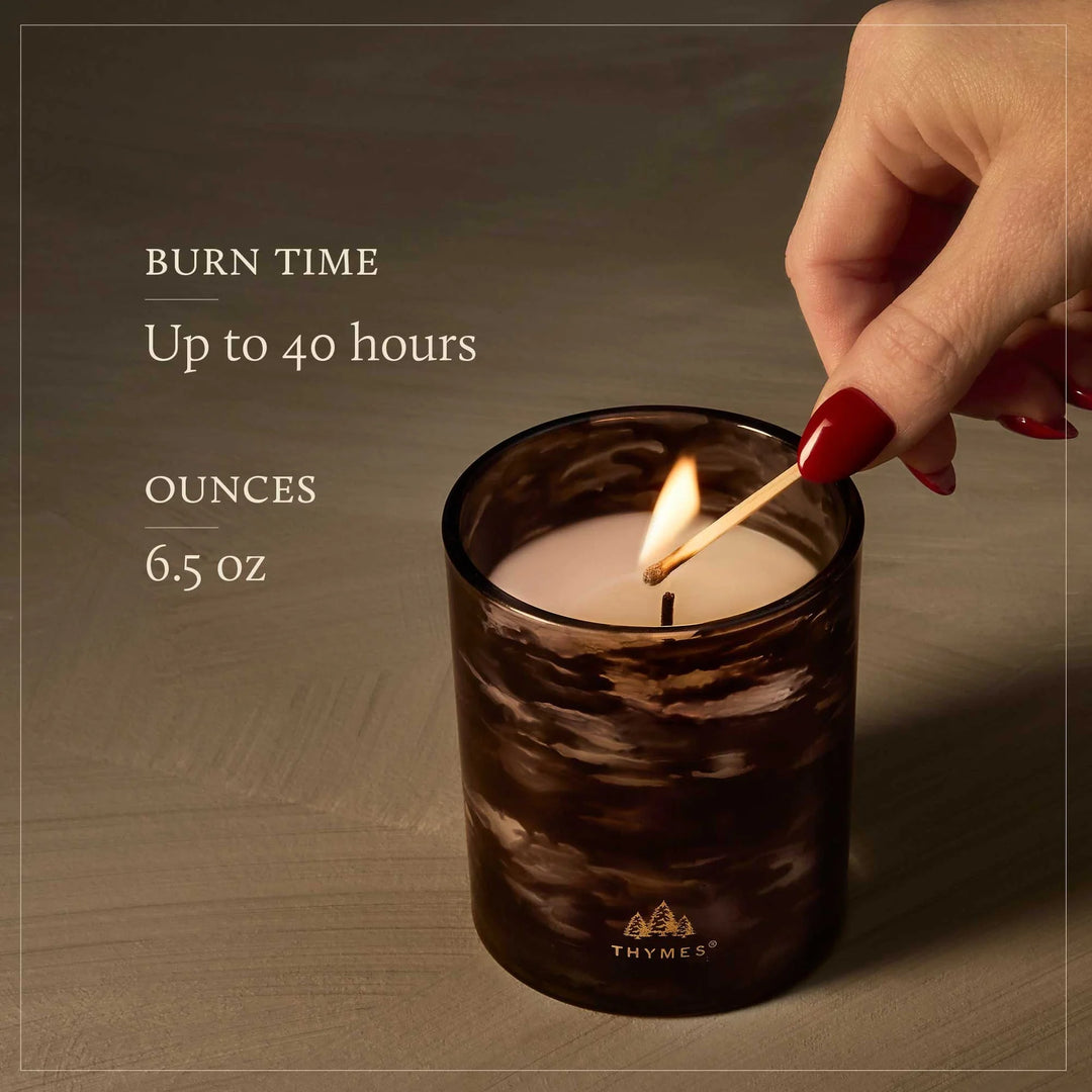 Thymes Noir Woods Boxed Glass Candle