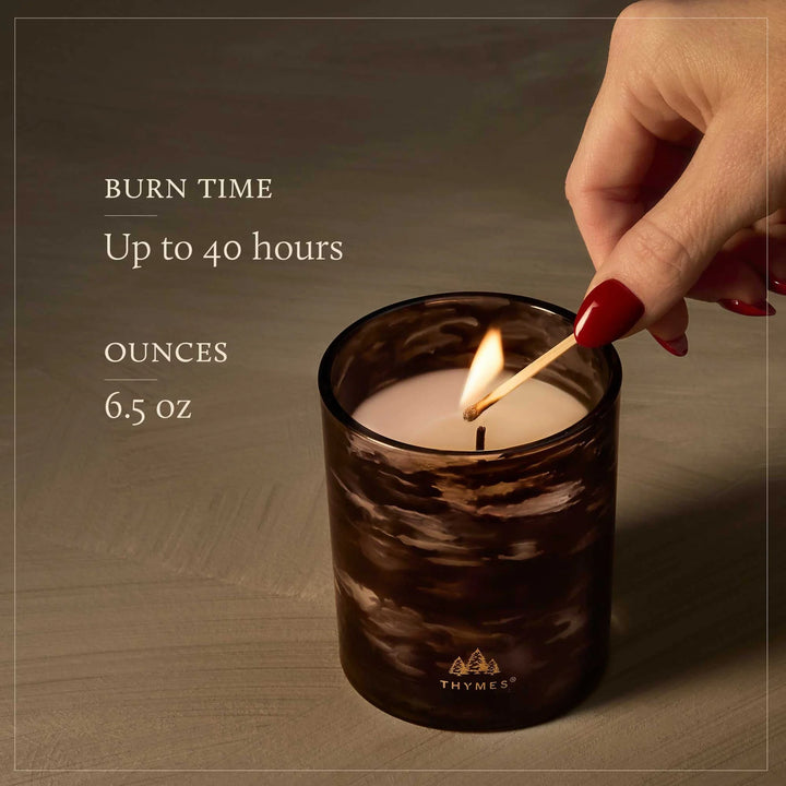 Thymes Noir Woods Boxed Glass Candle