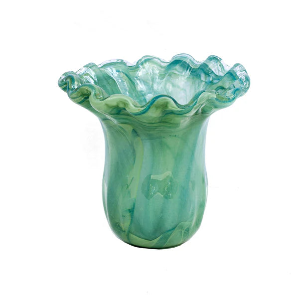 Vietri Onda Glass Green Small Tulip Vase