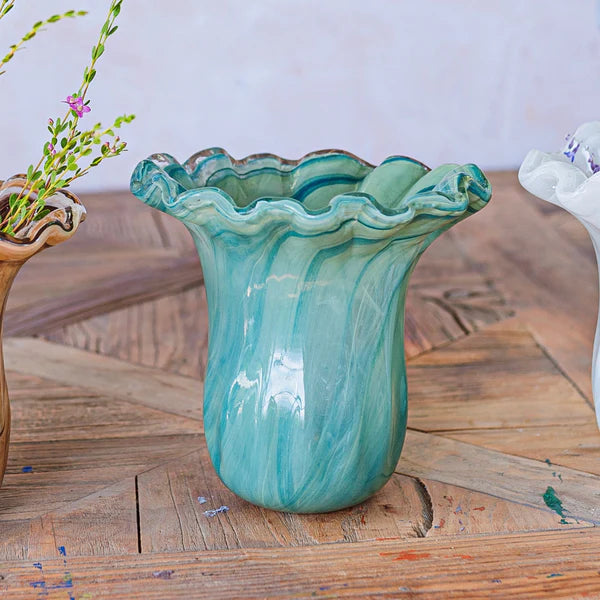 Vietri Onda Glass Green Small Tulip Vase