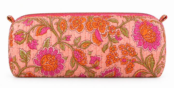 Orange Quilted Cosmetic Bag