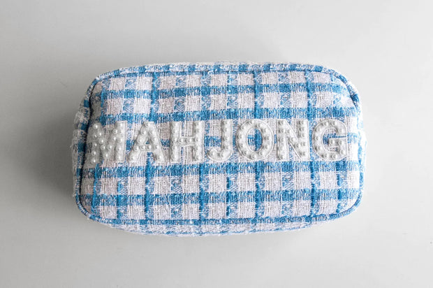 Oh My Mahjong - Mahjong Tweed Tile Storage Bag - Baby Blue