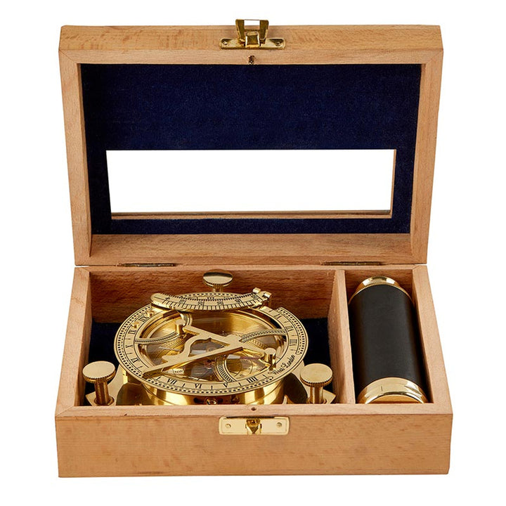 Cole Wheeler Explorer's Legacy: Vintage-Inspired Brass Compass & Telescope