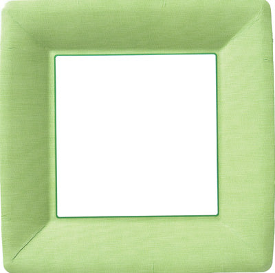 Classic Linen Border Paper Plates - Green