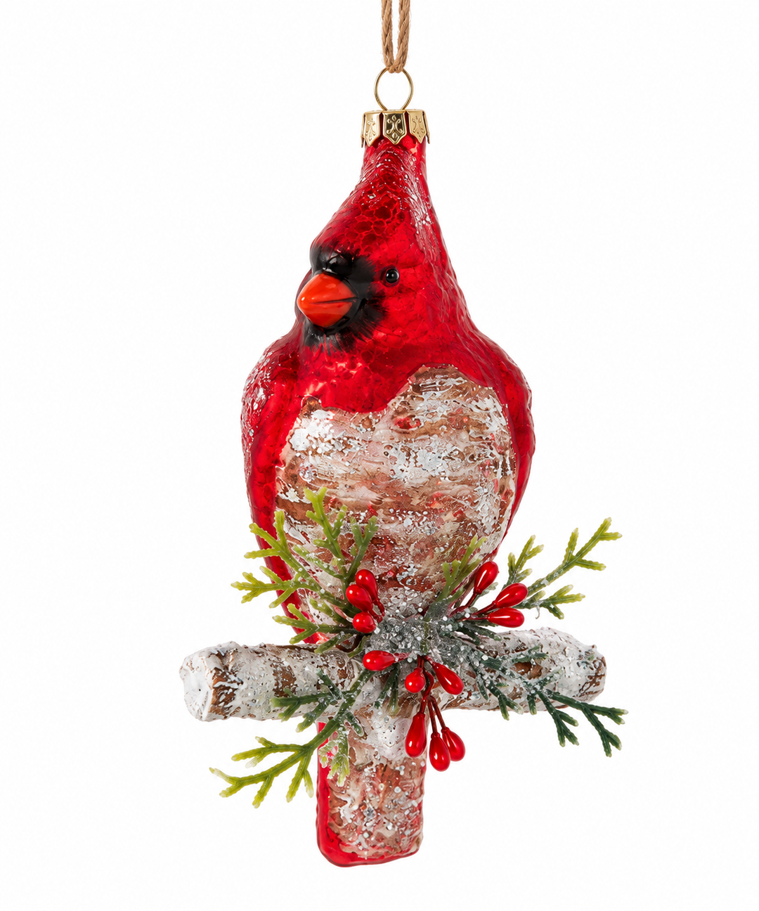 Glass Red Cardinal Ornament