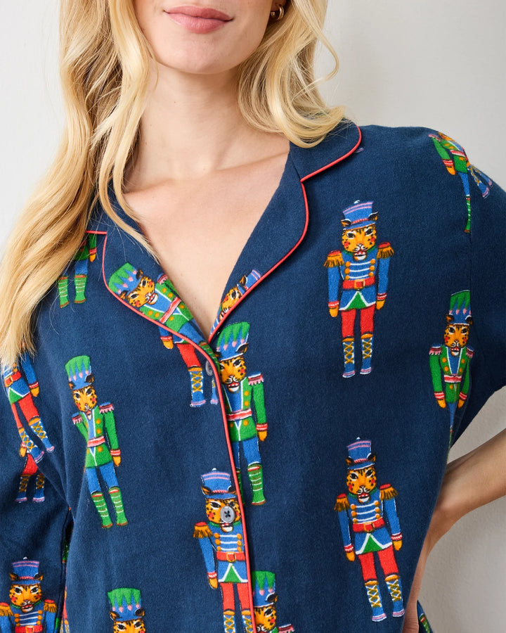 Printfresh Midweight Flannel Sleep Shirt in Leopard Nutcrackers