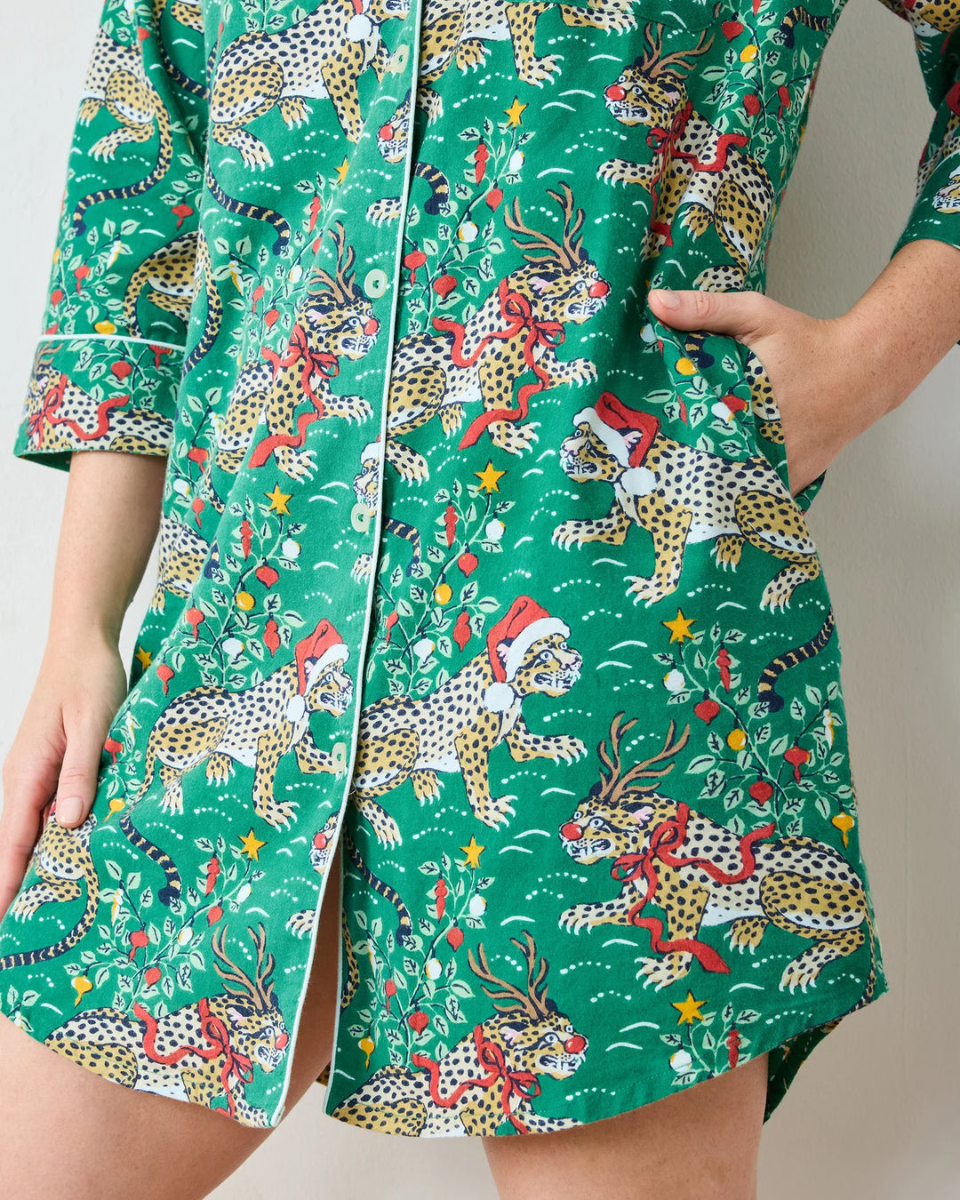 Printfresh Lightweight Flannel Sleep Shirt in Very Merry Bagheera