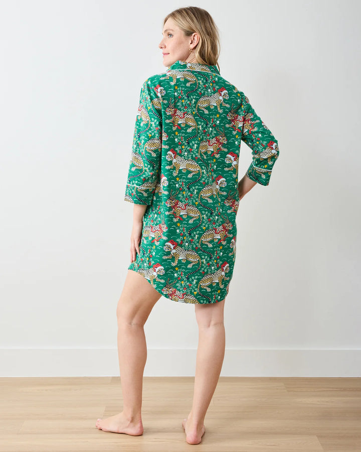 Printfresh Lightweight Flannel Sleep Shirt in Very Merry Bagheera