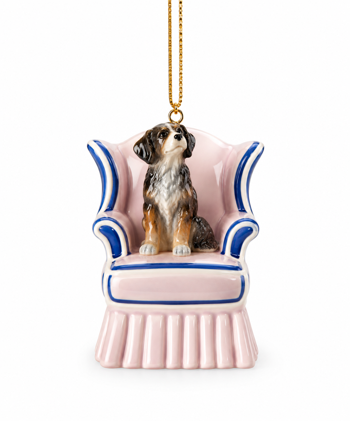 Resin Vintage Reproduction Dog in Chair Ornament