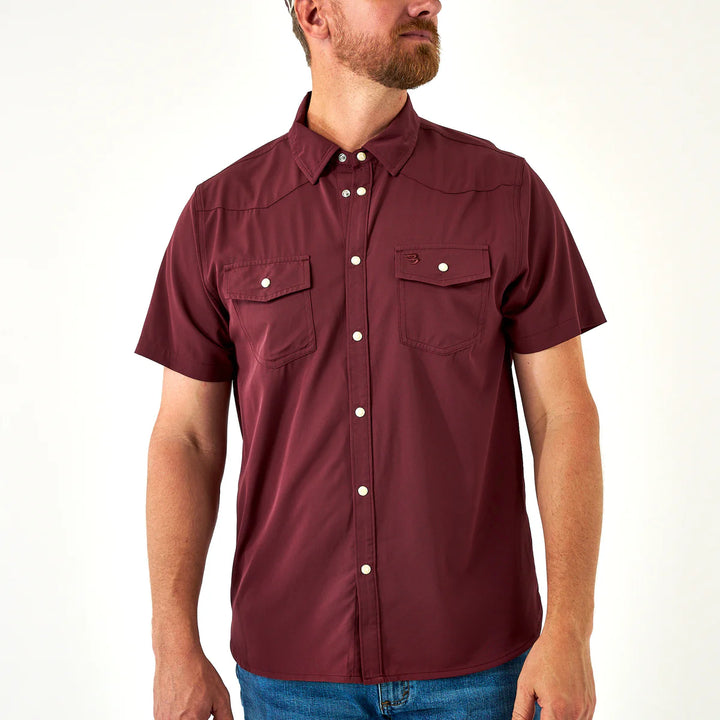 Burlebo Maroon Performance Western Shirt