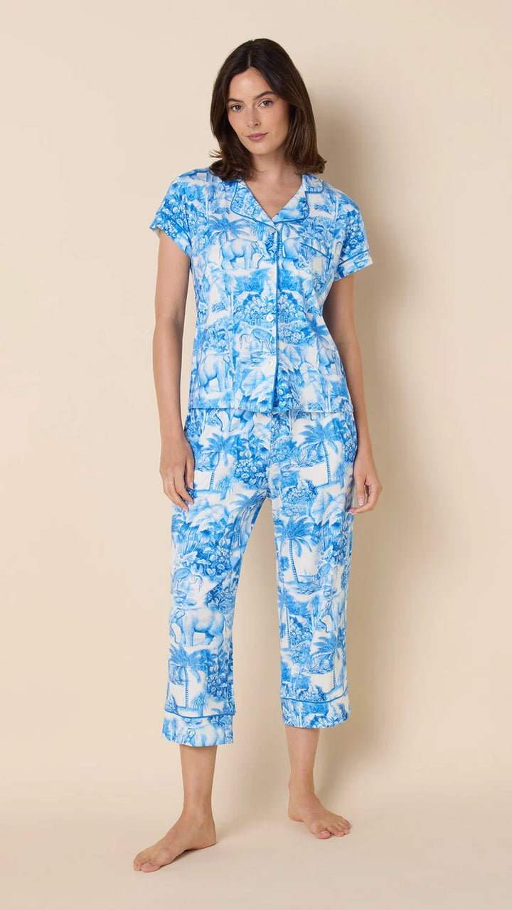 The Cat's Pajamas Palm Grove Toile Pima Knit Capri Set