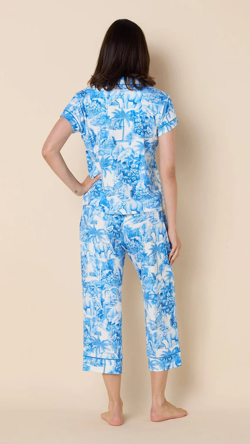 The Cat's Pajamas Palm Grove Toile Pima Knit Capri Set