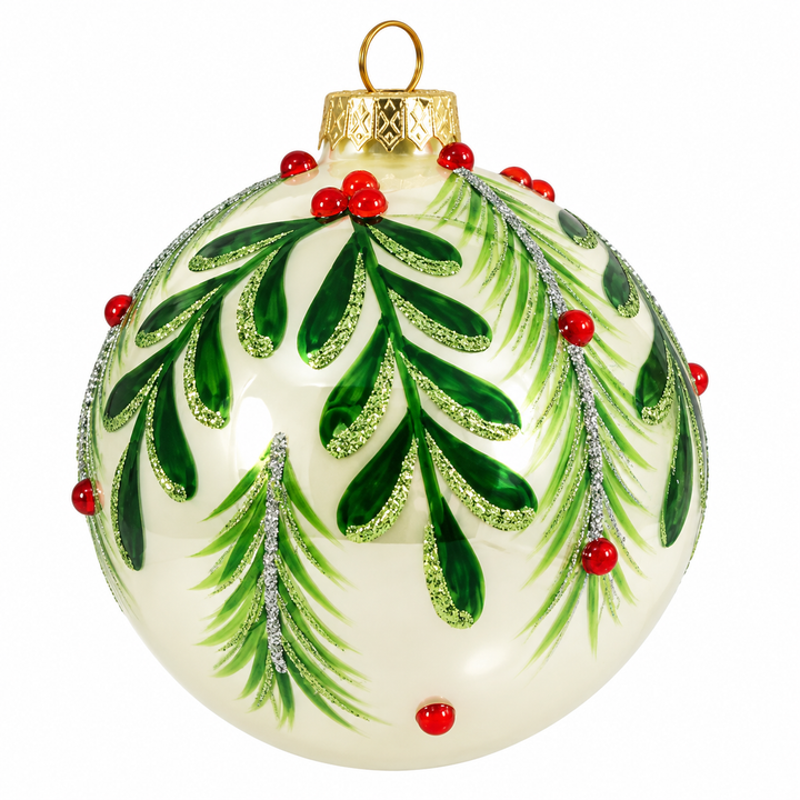 Glass Mistletoe Ball Ornament