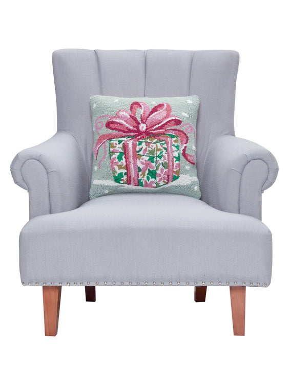 Peking Handicrafts Pink Present Hook Pillow