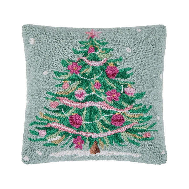 Peking Handicrafts Pink & Green Christmas Tree Hook Pillow