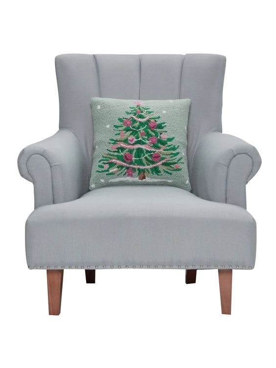 Peking Handicrafts Pink & Green Christmas Tree Hook Pillow