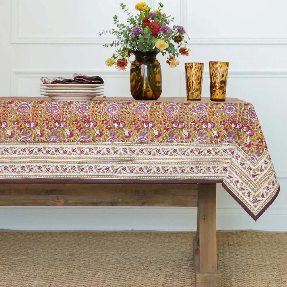 Pomegranate Garden Plum & Ochre Tablecloth