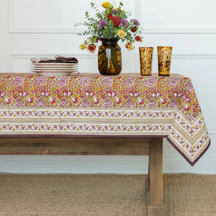 Pomegranate Garden Plum & Ochre Tablecloth