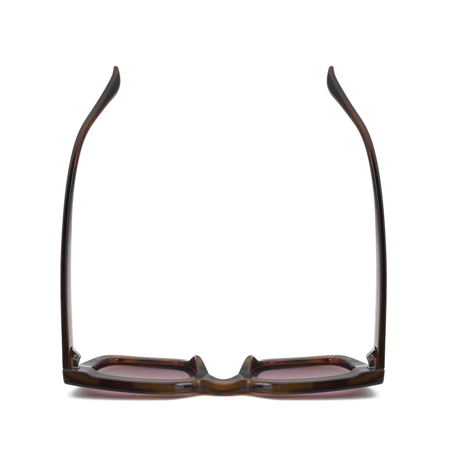 Ryan Simkhai Eyeshop Polly Sunglasses Striped Brown with Pink Lens