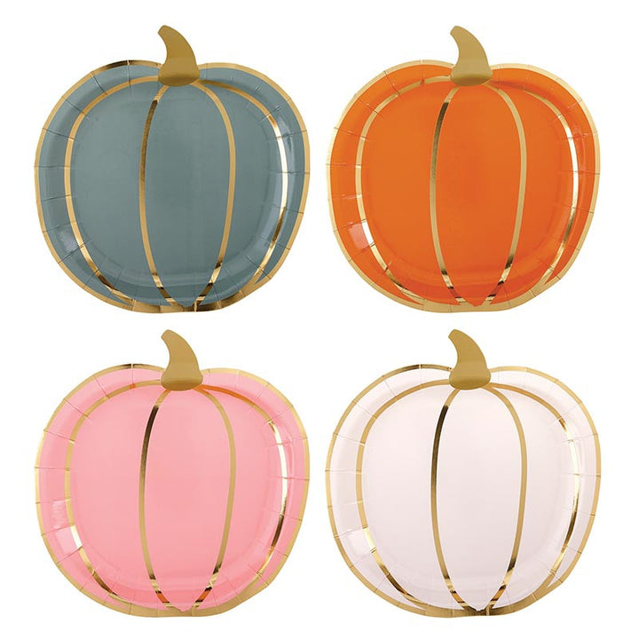 Multicolor Pumpkins Foil Shaped Paper Plates