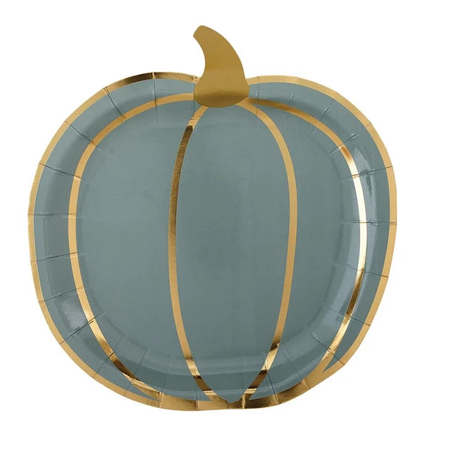 Multicolor Pumpkins Foil Shaped Paper Plates