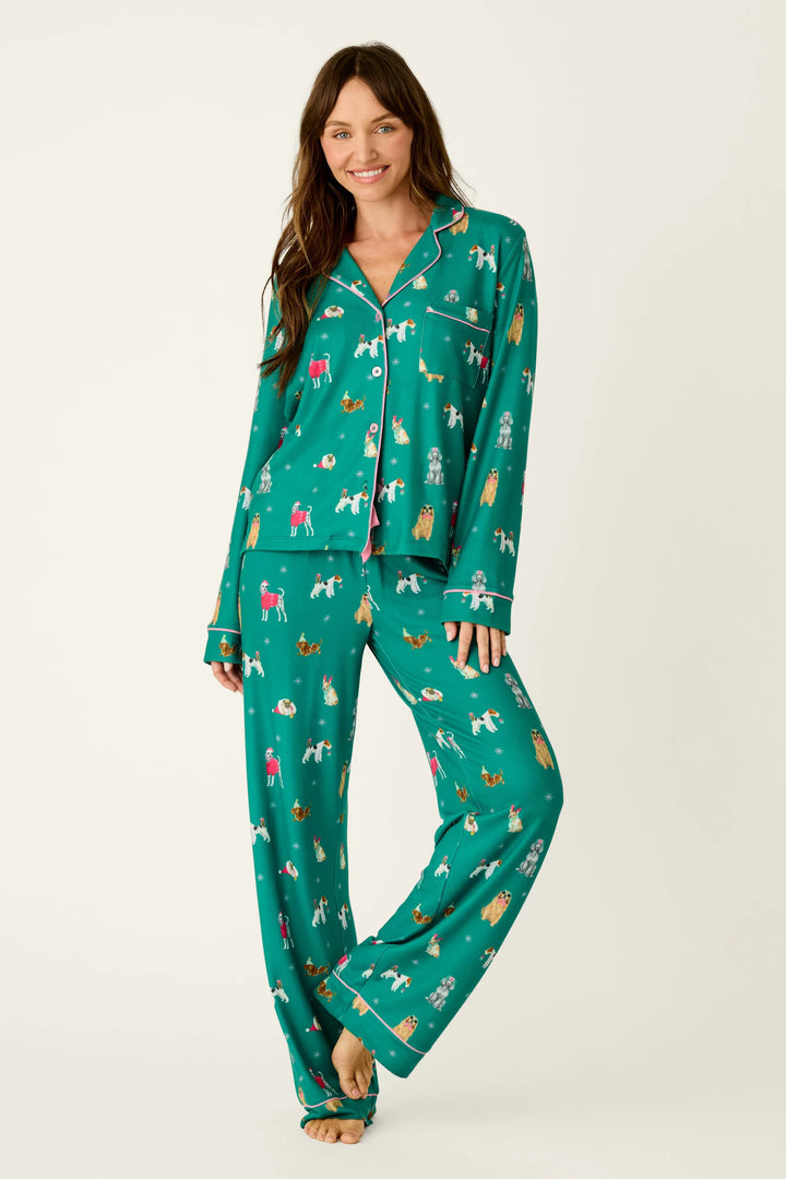 P.J. Salvage Happy Pawlidays Merry Mutts Dog Print Long Sleeve PJ Set