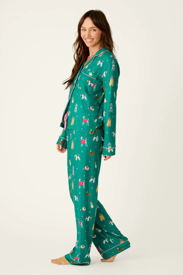 P.J. Salvage Happy Pawlidays Merry Mutts Dog Print Long Sleeve PJ Set