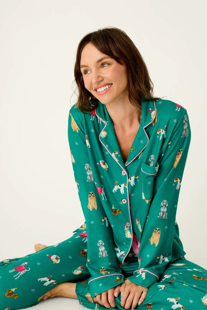 P.J. Salvage Happy Pawlidays Merry Mutts Dog Print Long Sleeve PJ Set