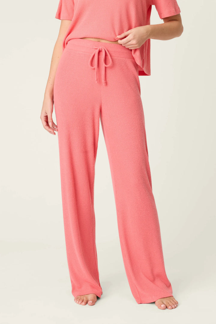 P.J. Salvage Textured Essentials Sunset Rose Open Leg Pants