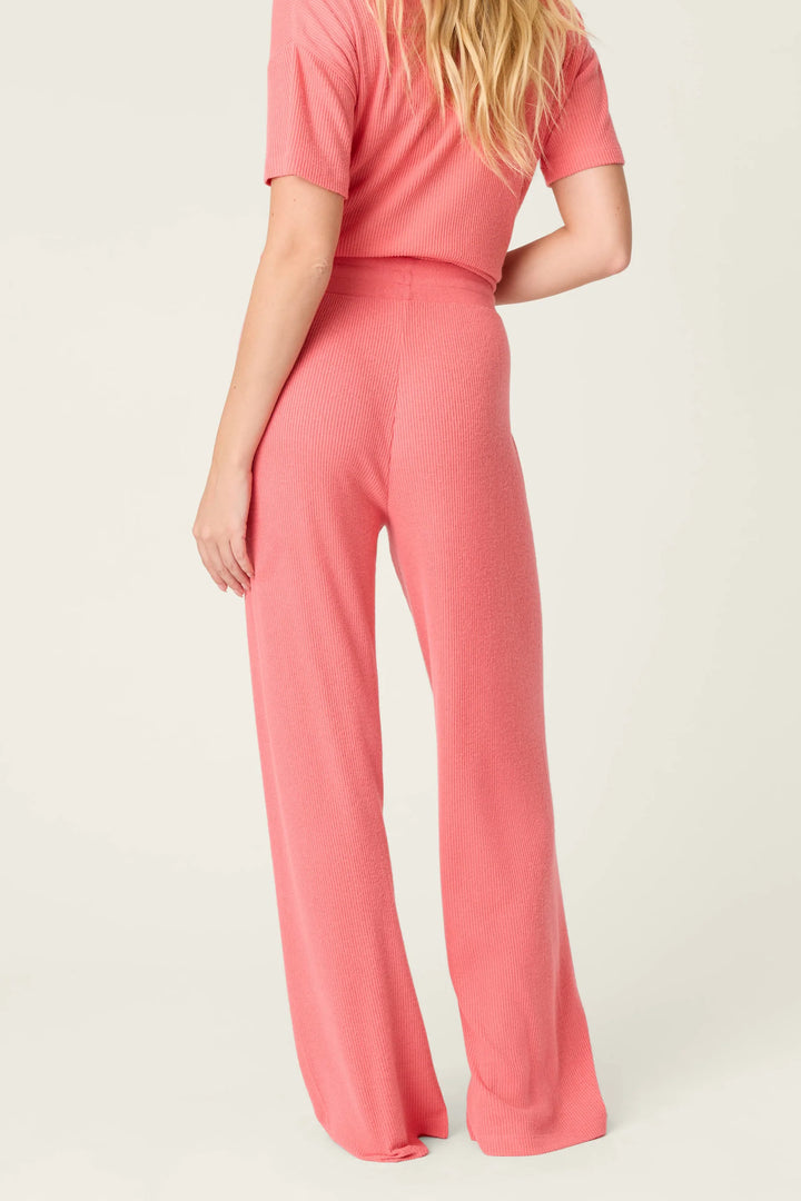 P.J. Salvage Textured Essentials Sunset Rose Open Leg Pants