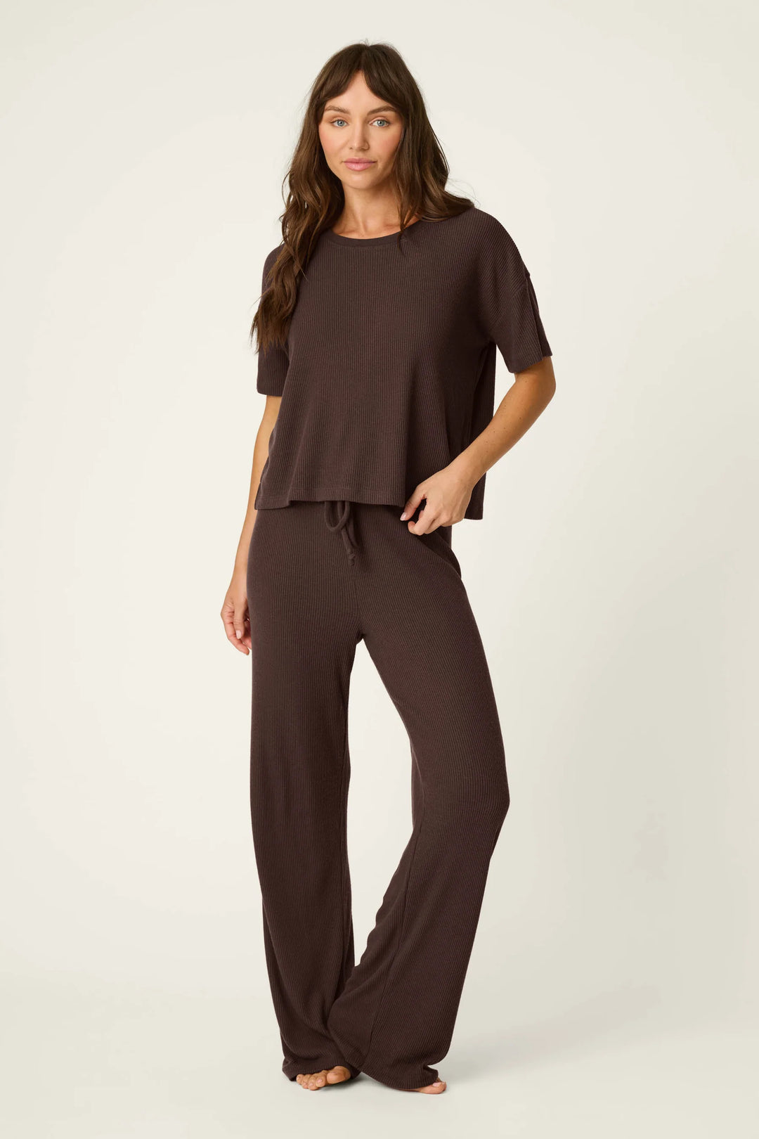 P.J. Salvage Textured Essentials Chocolate Brown Lounge Set