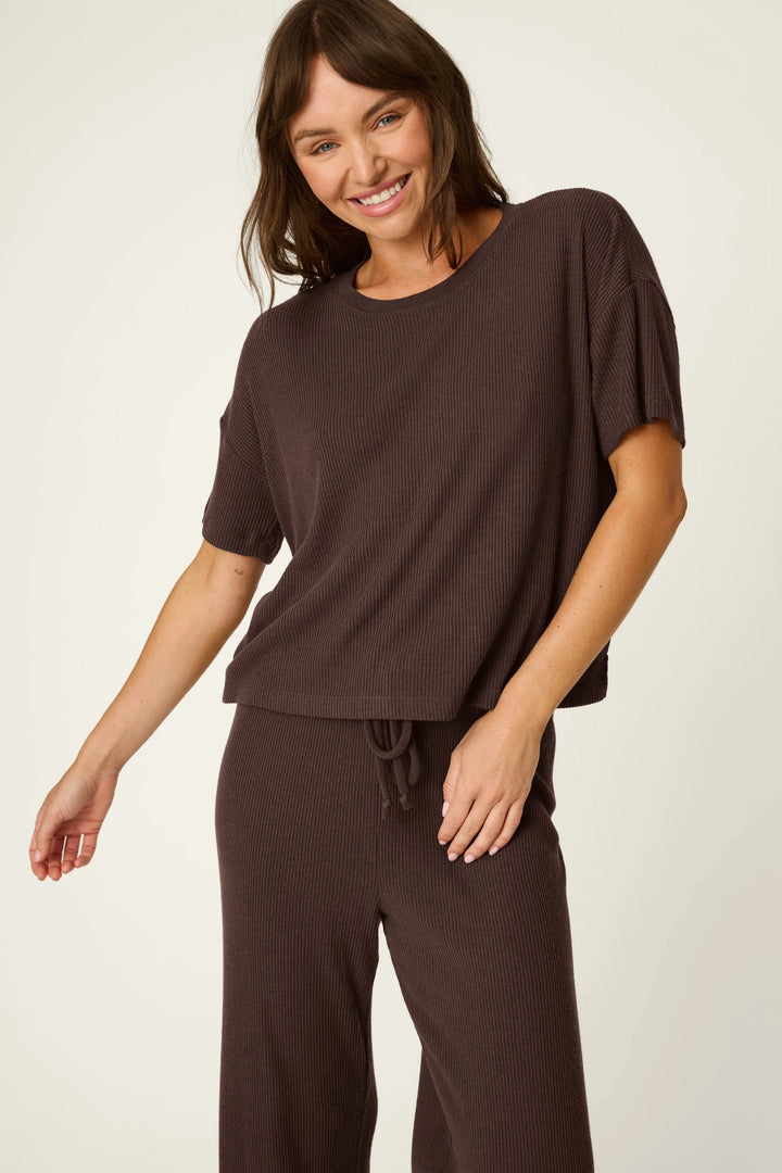 P.J. Salvage Textured Essentials Chocolate Brown Lounge Set