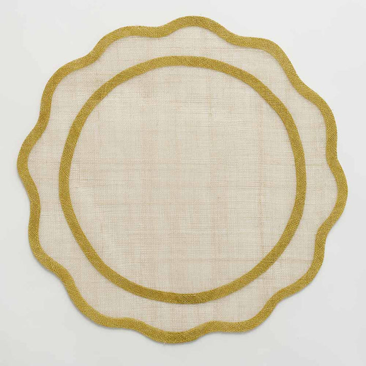 Pomegranate Yellow Scalloped Woven Placemat