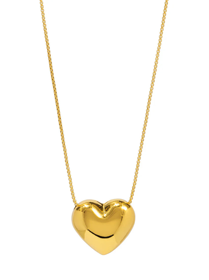 Puffy Heart Gold Necklace