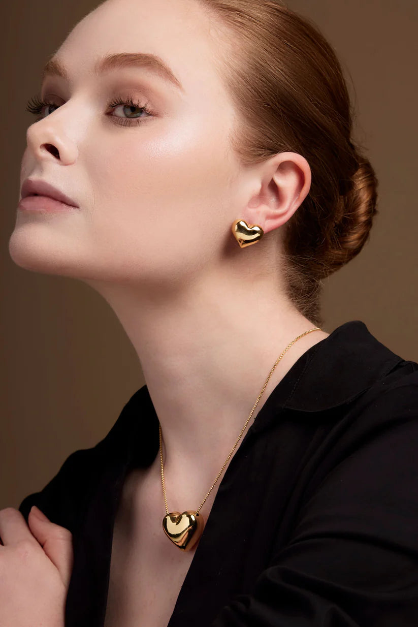 Puffy Heart Gold Necklace