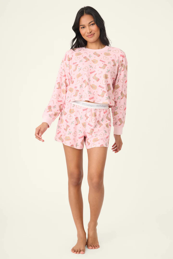 P.J. Salvage Boyfriend Boxer Western Holiday Print Shorts Set