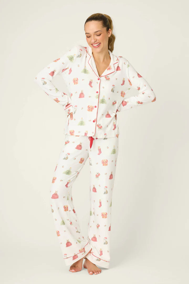 P.J. Salvage Feline Festive Cat Print PJ Set