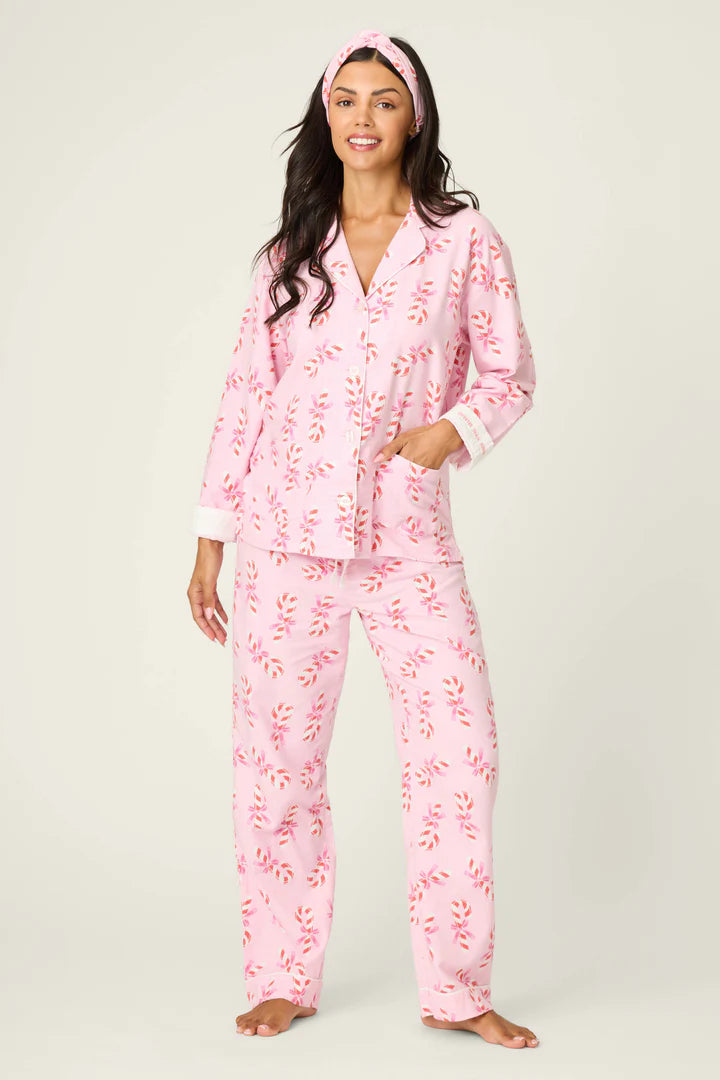 P.J. Salvage Sweeter Than Sugar Candy Cane Print Flannel PJ Set