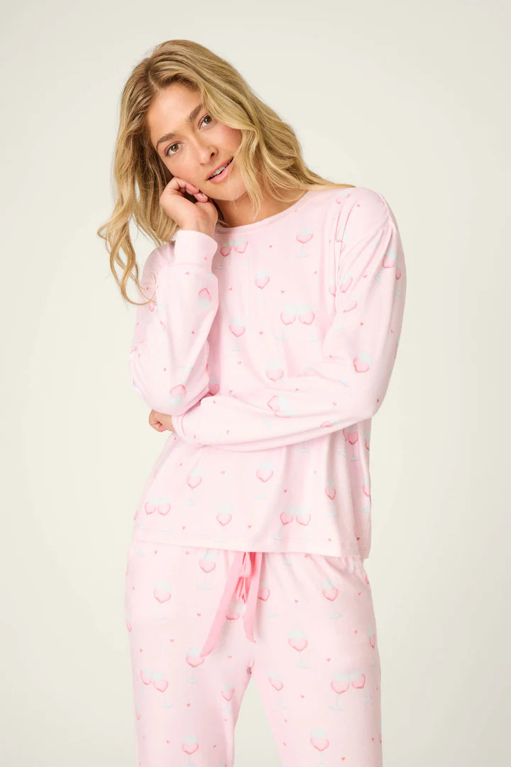 P.J. Salvage Happy Hour Wine Glass Print Pajamas