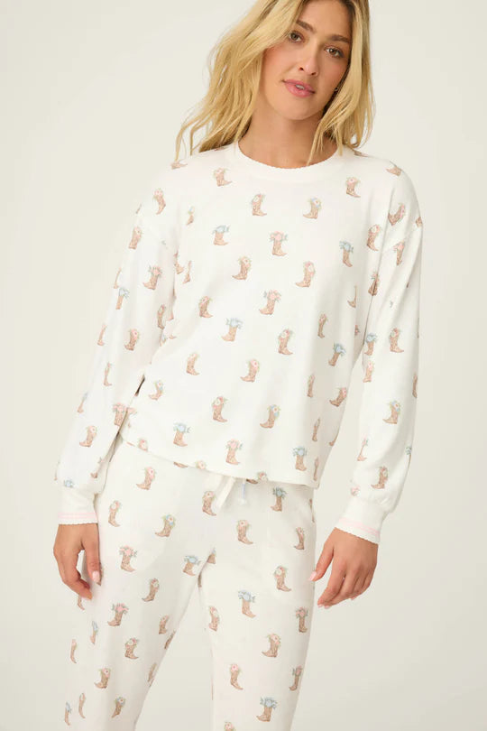 P.J. Salvage Western Blooms Boot Bouquet Long Sleeve Top